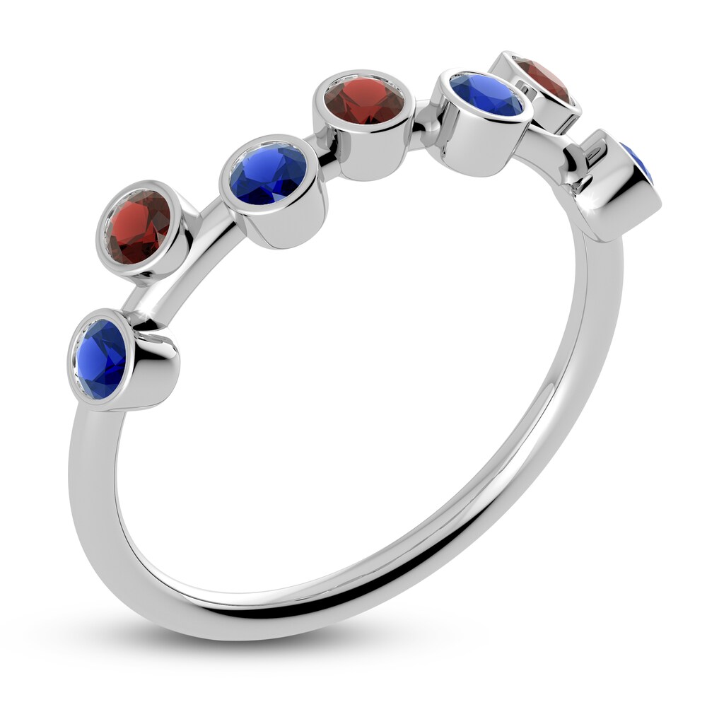 Juliette Maison Natural Garnet & Natural Blue Sapphire Ring 10K White Gold VzbiwpuC