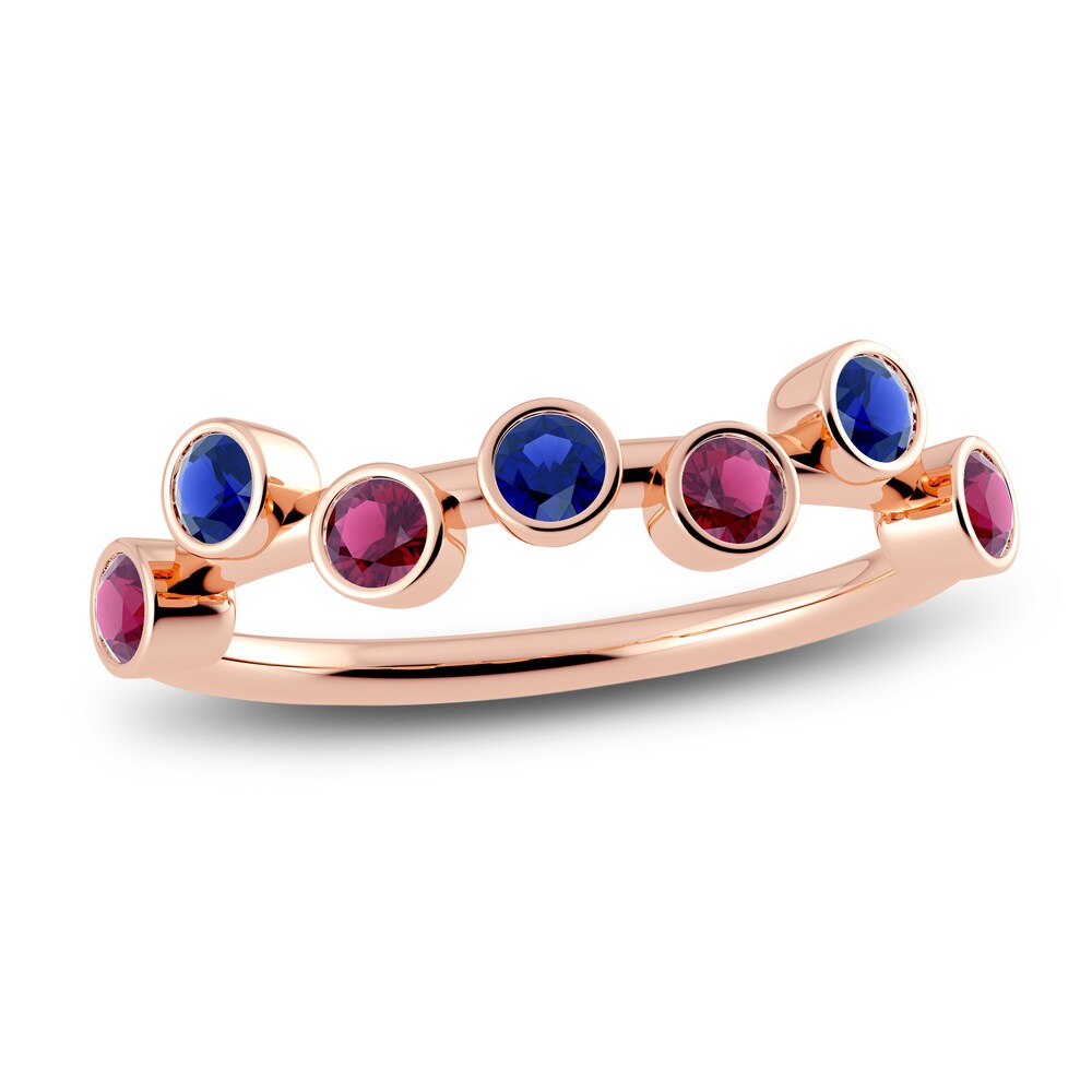 Juliette Maison Natural Rhodolite Garnet & Natural Blue Sapphire Ring 10K Rose Gold WGSBLiz8 [WGSBLiz8]