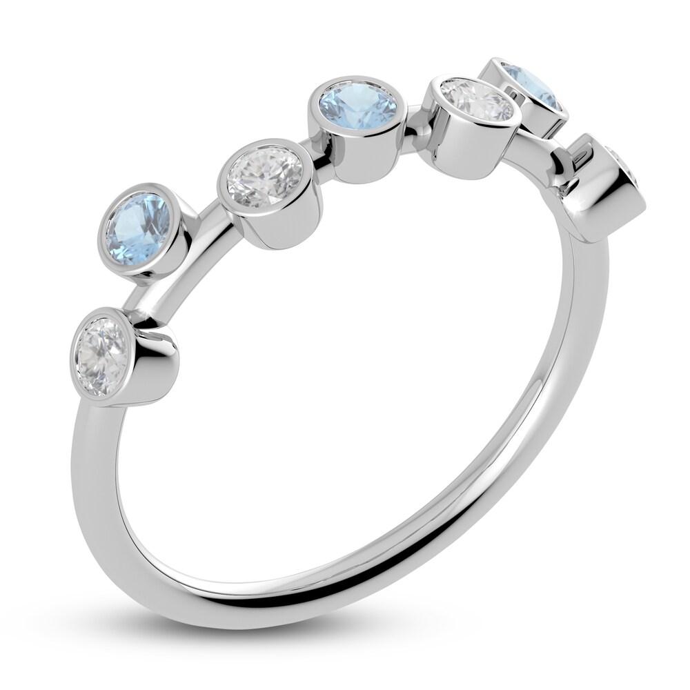 Juliette Maison Natural Aquamarine & Natural White Sapphire Ring 10K White Gold WLRe9SxA