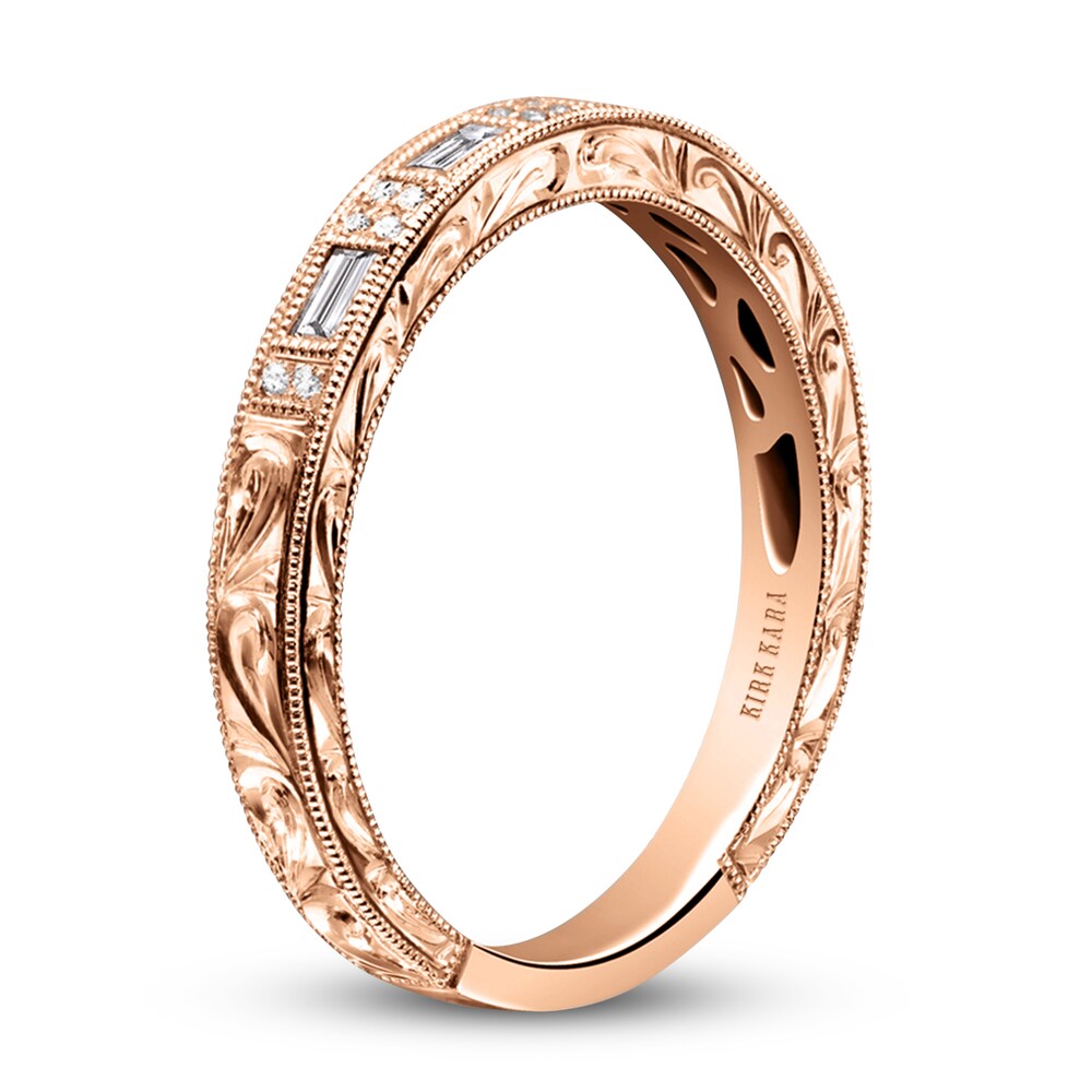 Kirk Kara Engraved Diamond Wedding Band 1/8 ct tw Baguette/Round 14K Rose Gold WLcGoQ3y