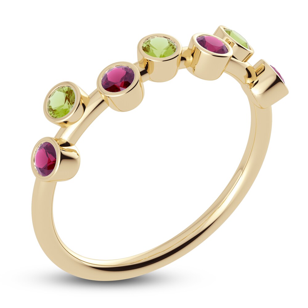 Juliette Maison Natural Peridot & Natural Rhodolite Garnet Ring 10K Yellow Gold WRRZMThF