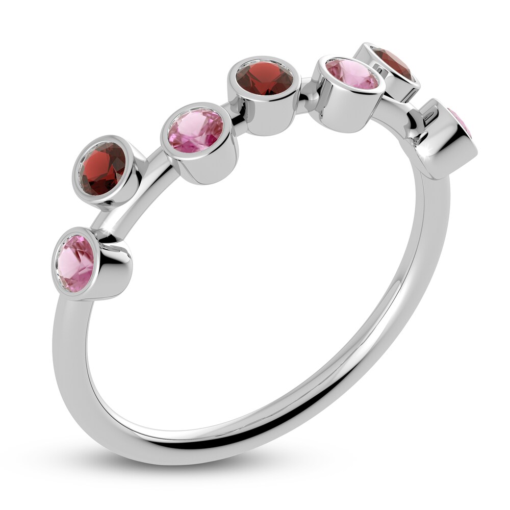 Juliette Maison Natural Garnet & Natural Pink Tourmaline Ring 10K White Gold WVjh5zth