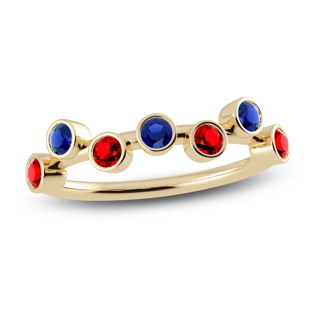 Juliette Maison Natural Ruby & Natural Blue Sapphire Ring 10K Yellow Gold WX7U9QRC [WX7U9QRC]