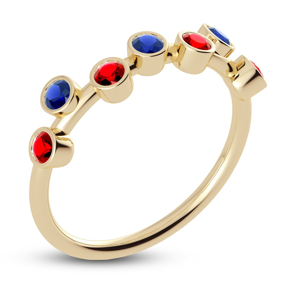 Juliette Maison Natural Ruby & Natural Blue Sapphire Ring 10K Yellow Gold WX7U9QRC