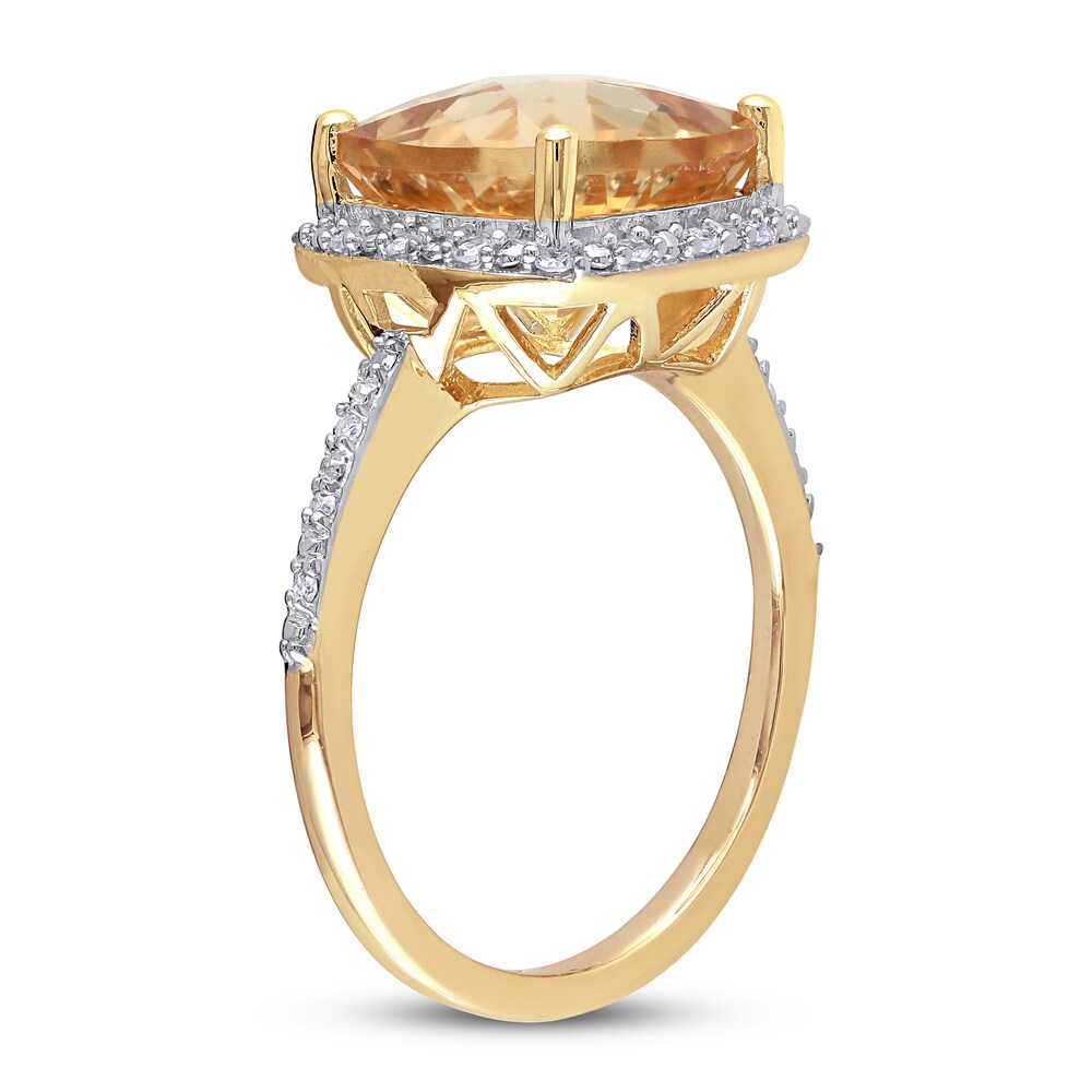 Natural Citrine Ring 1/10 ct tw Diamonds 10K Yellow Gold WaLLN8eG