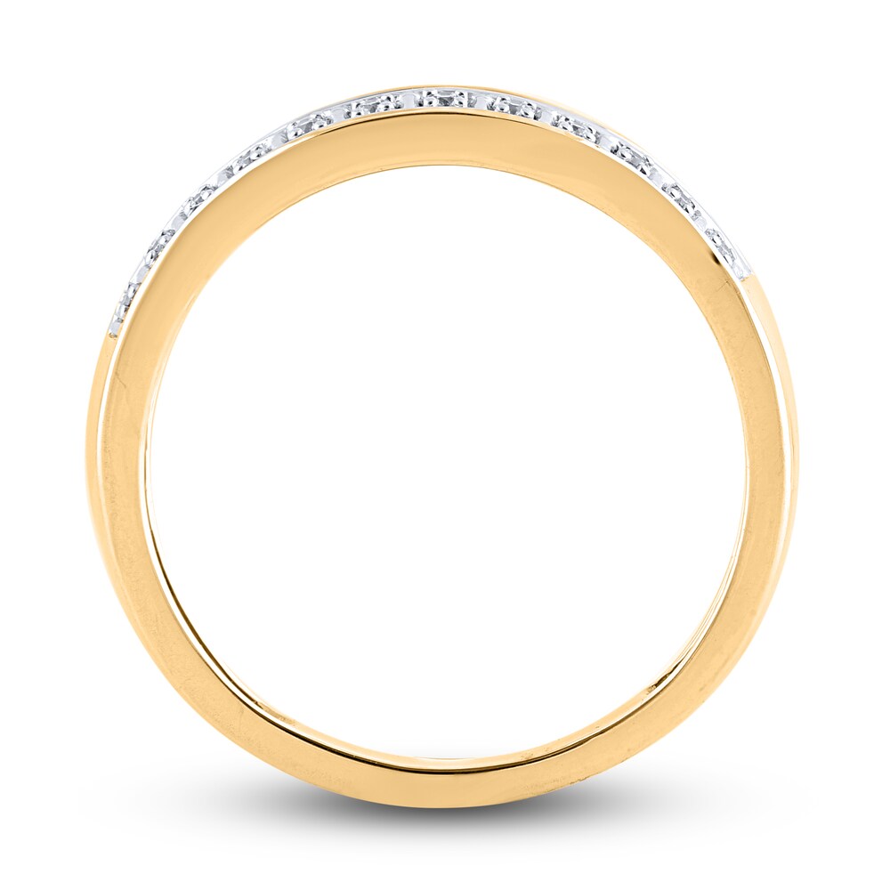 Diamond Anniversary Ring 3/4 ct tw Round/Baguette 14K Yellow Gold Wbjc3Ngv