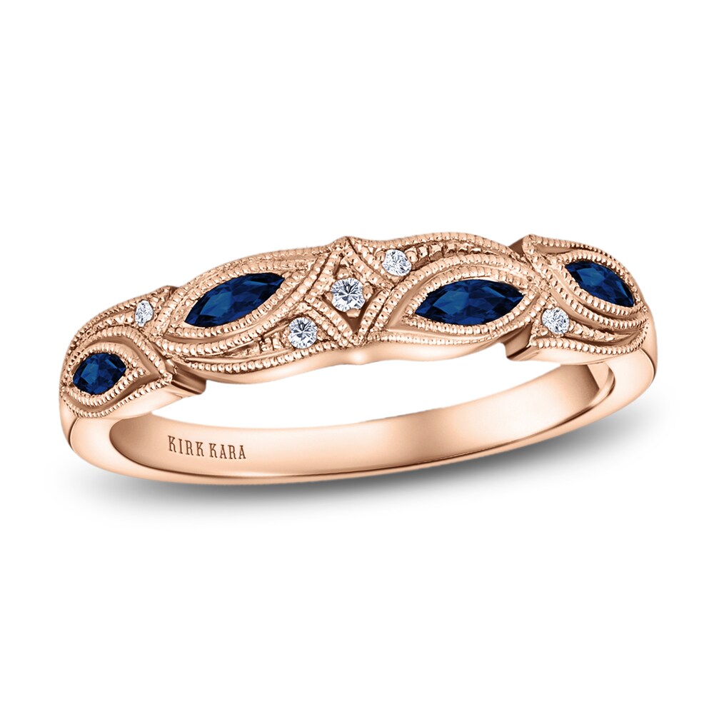 Kirk Kara Natural Blue Sapphire Anniversary Band Diamond Accents 18K Rose Gold Woe9A5bA [Woe9A5bA]