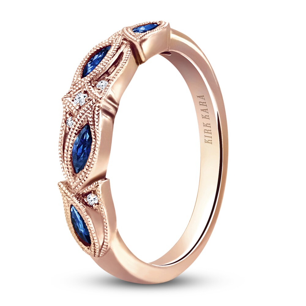 Kirk Kara Natural Blue Sapphire Anniversary Band Diamond Accents 18K Rose Gold Woe9A5bA