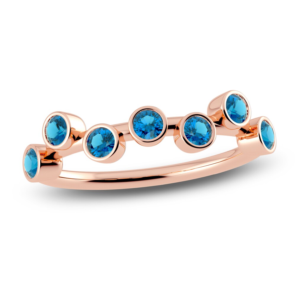 Juliette Maison Natural Blue Zircon Ring 10K Rose Gold XAs5xkLf