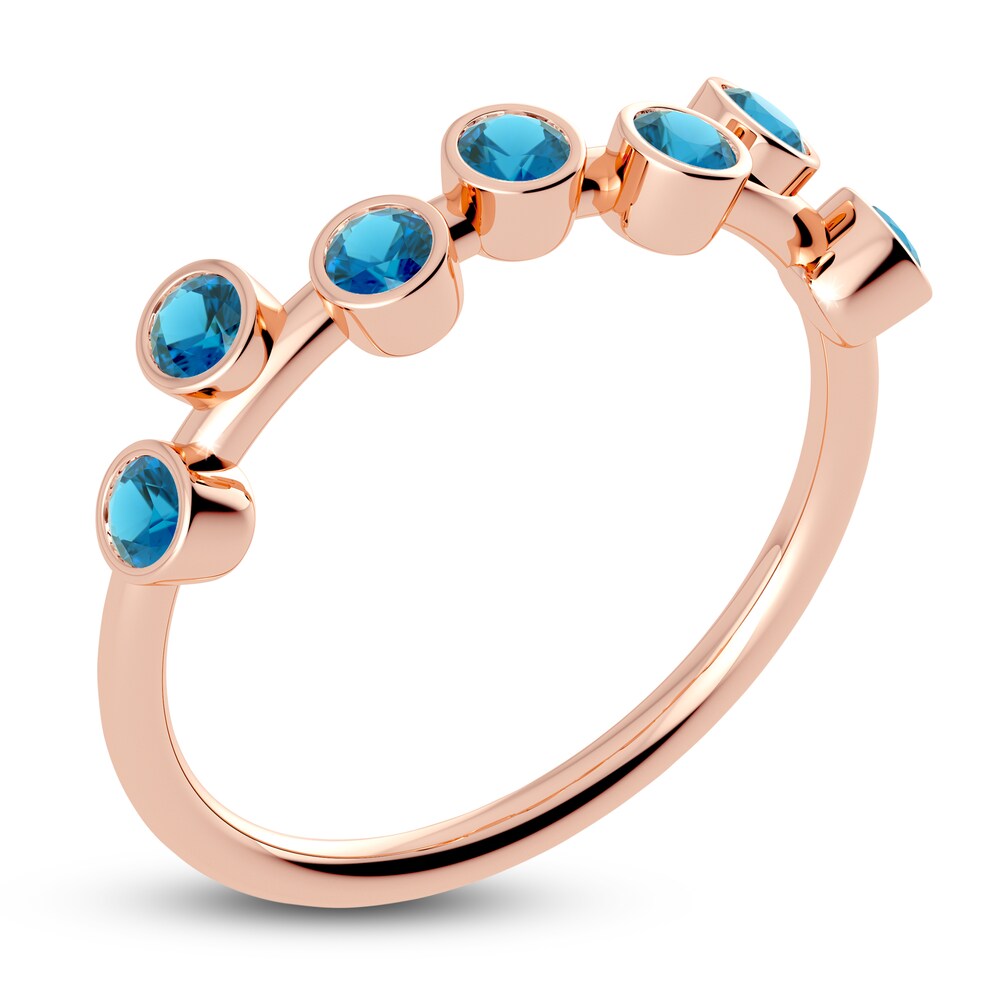 Juliette Maison Natural Blue Zircon Ring 10K Rose Gold XAs5xkLf