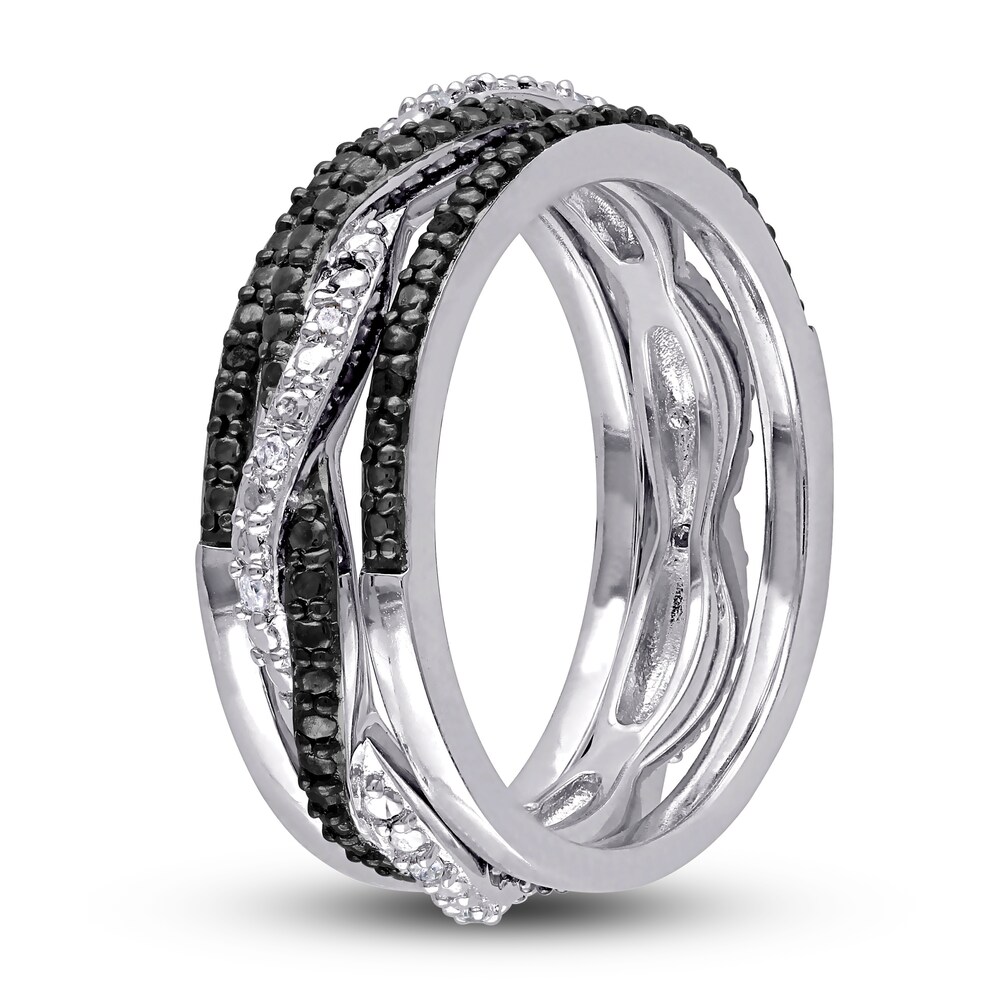 Black & White Diamond Ring Set 1/10 ct tw Round Sterling Silver XBZj4iFO