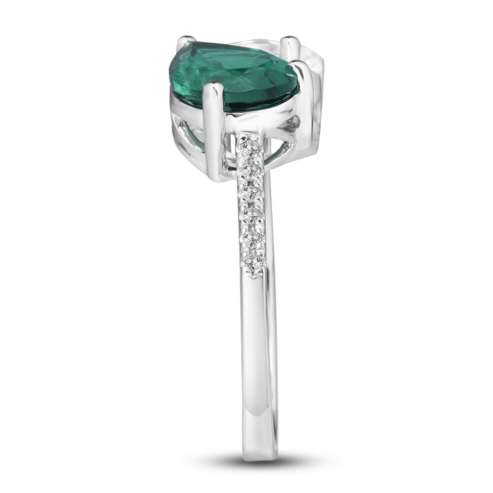 Lab-Created Emerald & Lab-Created White Sapphire Ring 10K White Gold XBpG9iQn