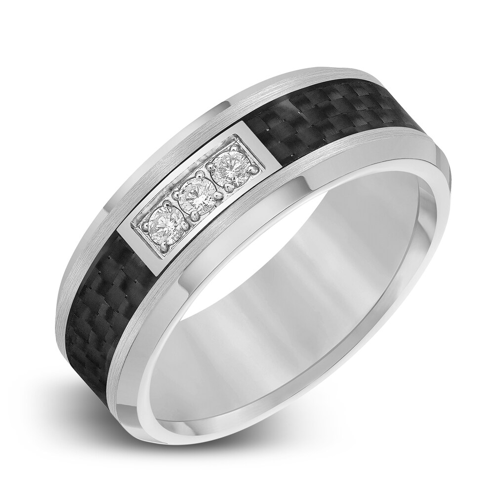 Diamond Wedding Band 1/6 ct tw Round Gray Tungsten XfyXOHKk