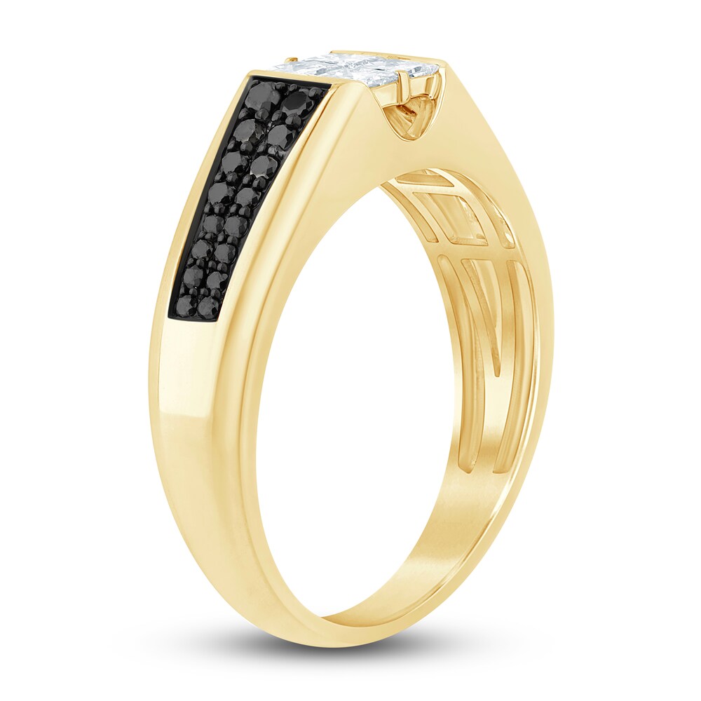 Men\'s Black & White Diamond Wedding Band 1 ct tw Round 14K Yellow Gold XiULjZ7C