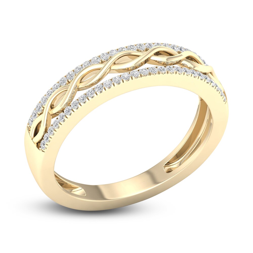 Diamond Twisted Wedding Band 1/8 ct tw Round 14K Yellow Gold XiqdVGi3