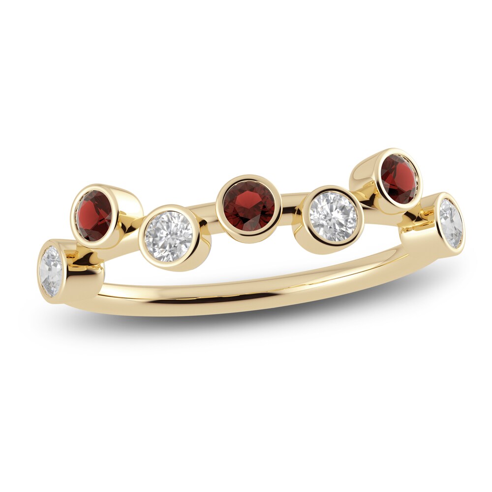 Juliette Maison Natural Garnet & Natural White Sapphire Ring 10K Yellow Gold XkID7CGx