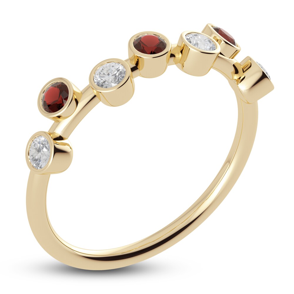 Juliette Maison Natural Garnet & Natural White Sapphire Ring 10K Yellow Gold XkID7CGx