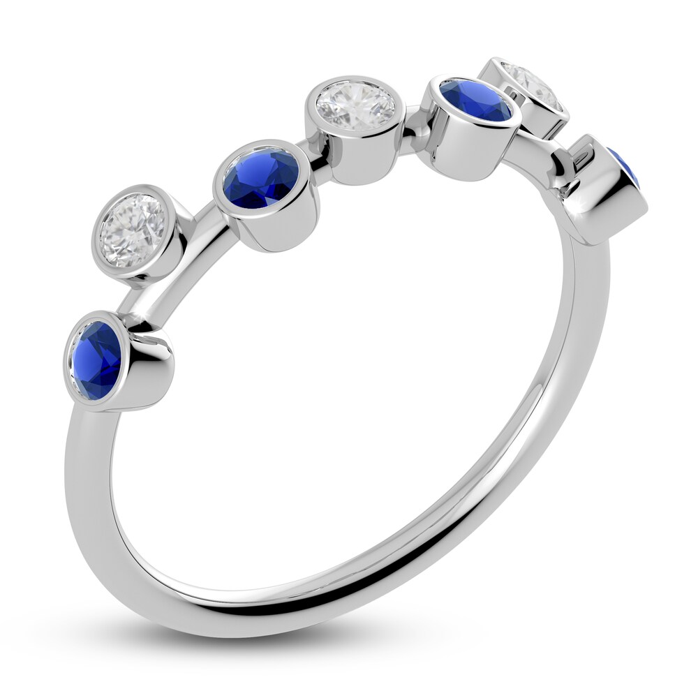 Juliette Maison Natural White Sapphire & Natural Blue Sapphire Ring 10K White Gold XnOB5zp1