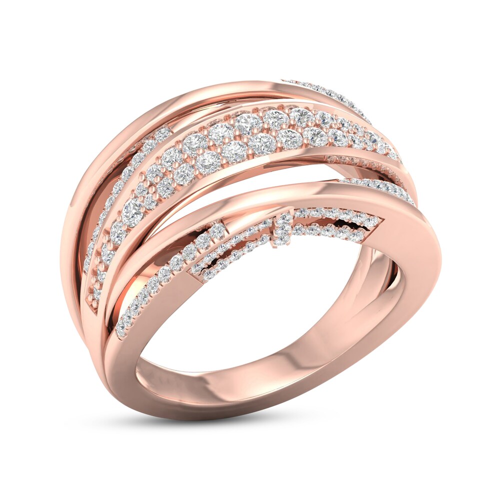 Certified Diamond Ring 5/8 ct tw Round 14K Rose Gold Xo7UG5n9