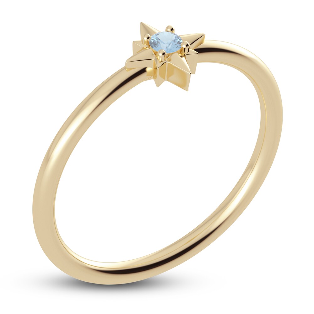 Juliette Maison Natural Aquamarine Starburst Ring 10K Yellow Gold XrUe5IBa