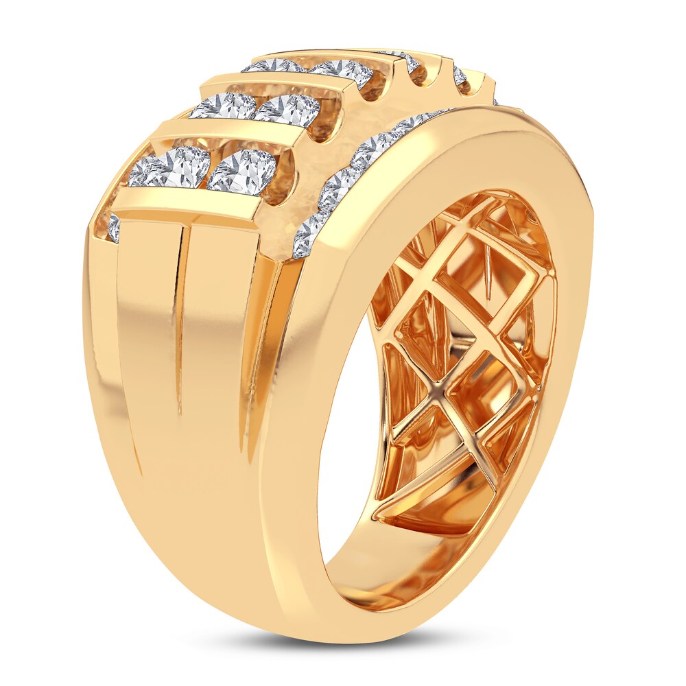 Men\'s Diamond Ring 3 ct tw Round 14K Yellow Gold XuXZzAKL