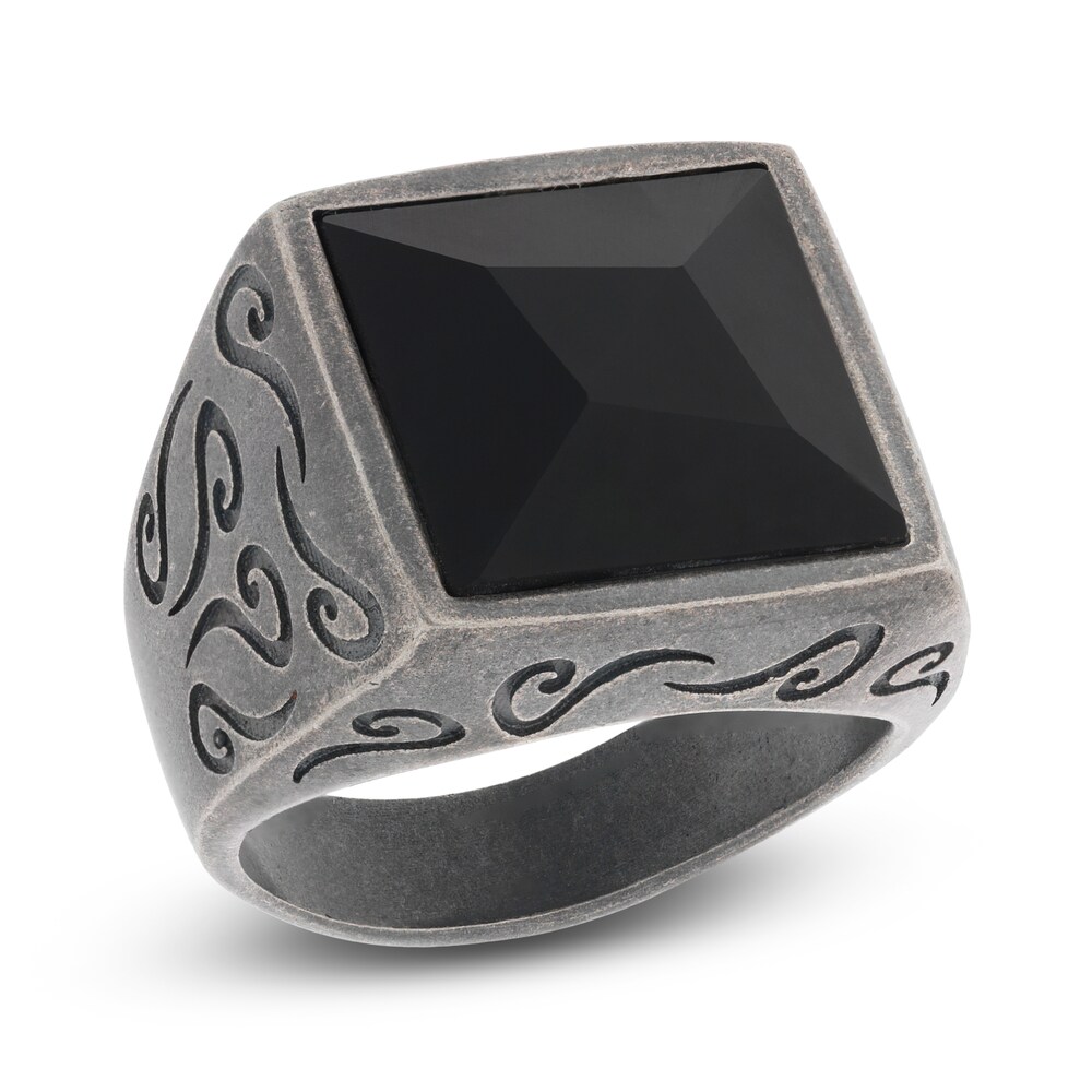 Marco Dal Maso Ara Men\'s Natural Black Onyx Ring Sterling Silver Xwrc12jn