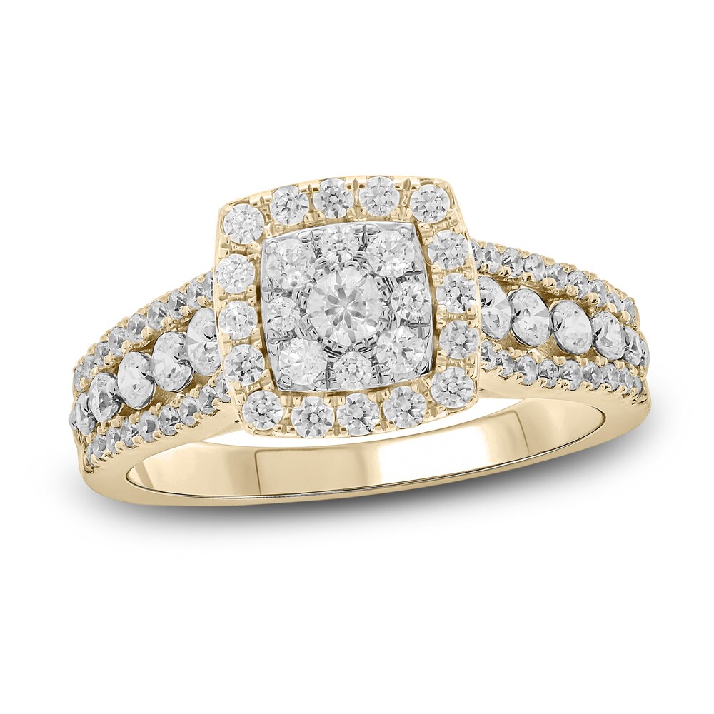 Diamond Ring 1 ct tw Round 14K Yellow Gold/Rhodium XzSTRvcx [XzSTRvcx]