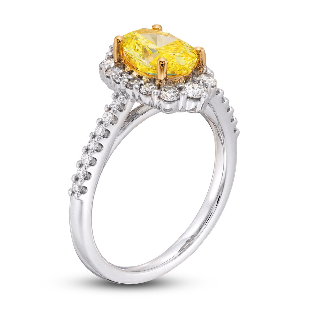 Yellow Lab-Created Diamond Engagement Ring 2 ct tw Round 14K Two-Tone XzjHnzrn