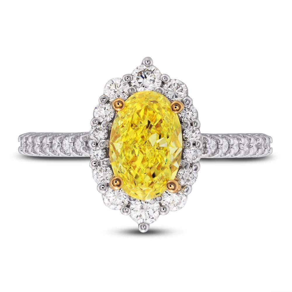 Yellow Lab-Created Diamond Engagement Ring 2 ct tw Round 14K Two-Tone XzjHnzrn