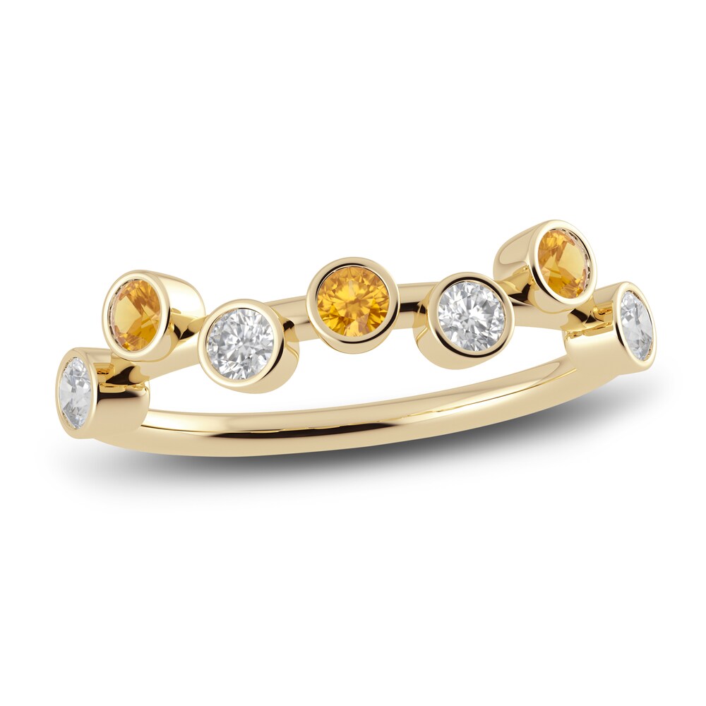 Juliette Maison Natural Citrine & Natural White Sapphire Ring 10K Yellow Gold Y0UtXqnc