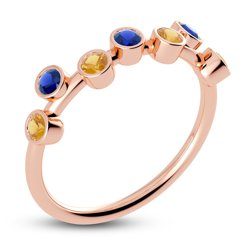 Juliette Maison Natural Citrine & Natural Blue Sapphire Ring 10K Rose Gold Y6bYA2wC