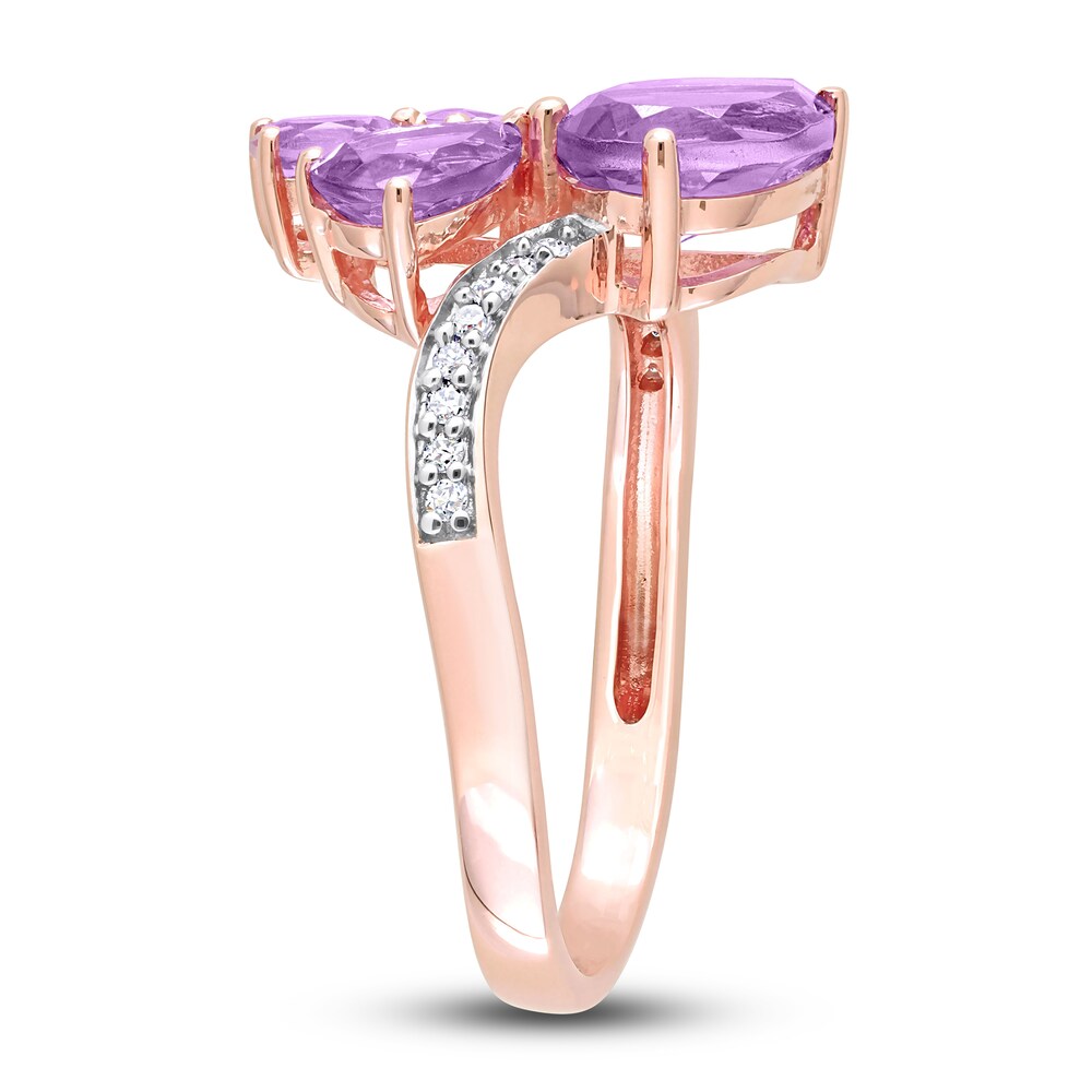 Natural Amethyst Ring 1/10 ct tw Diamonds 14K Rose Gold YF3fg7gL