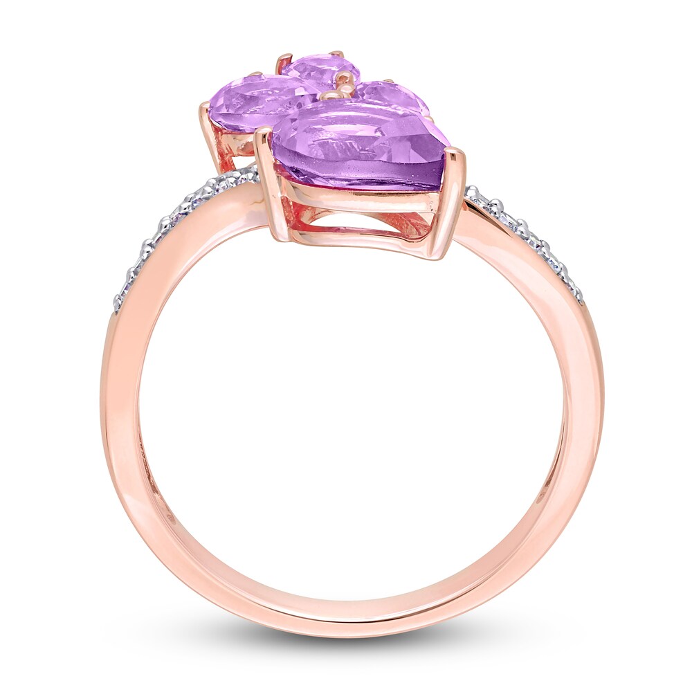 Natural Amethyst Ring 1/10 ct tw Diamonds 14K Rose Gold YF3fg7gL