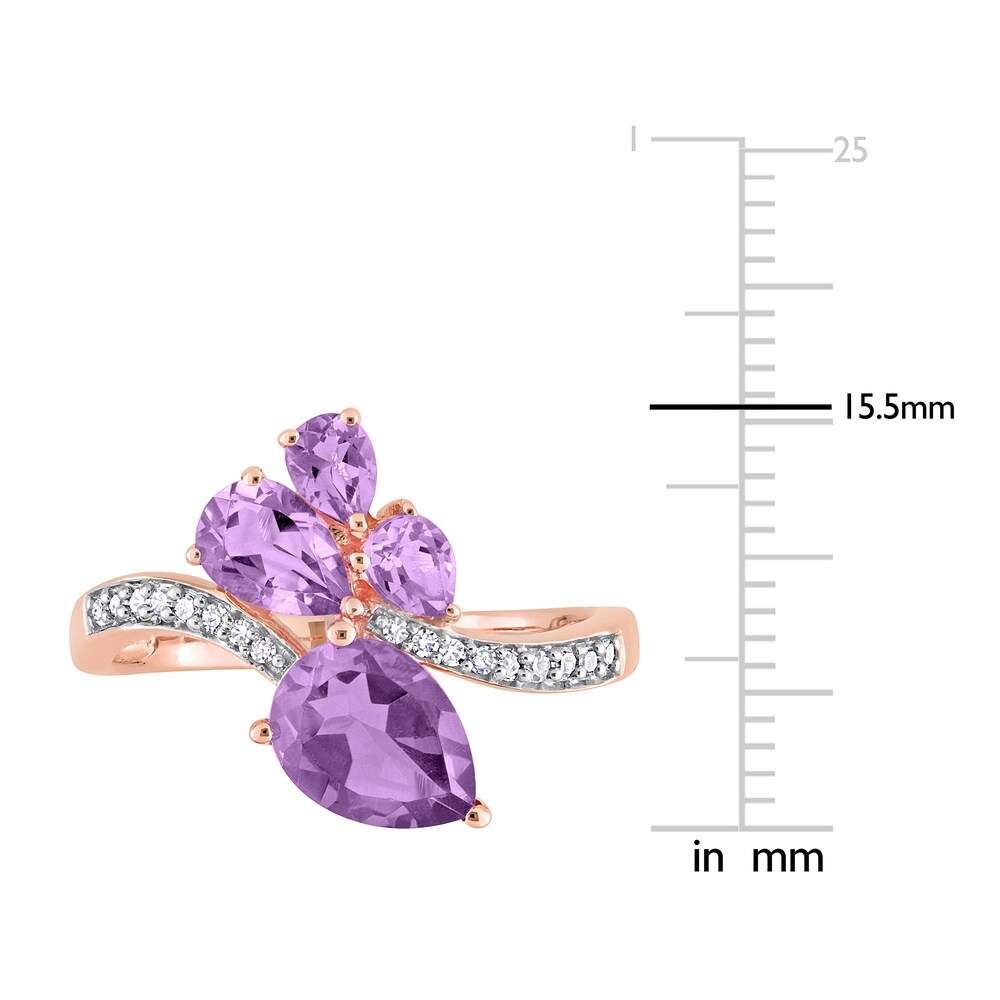 Natural Amethyst Ring 1/10 ct tw Diamonds 14K Rose Gold YF3fg7gL