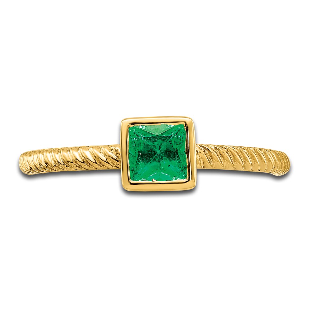 Natural Emerald Square Bezel Ring 14K Yellow Gold YLdCN20F