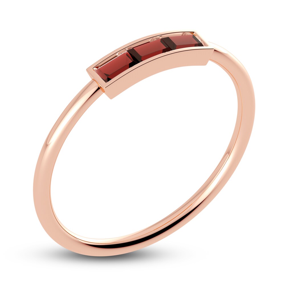 Juliette Maison Natural Garnet Baguette Bar Ring 10K Rose Gold YWs5YCfp