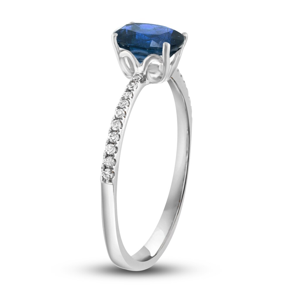 LALI Jewels Natural Blue Sapphire Engagement Ring 1/10 ct Diamonds 14K White Gold YXir4zIF