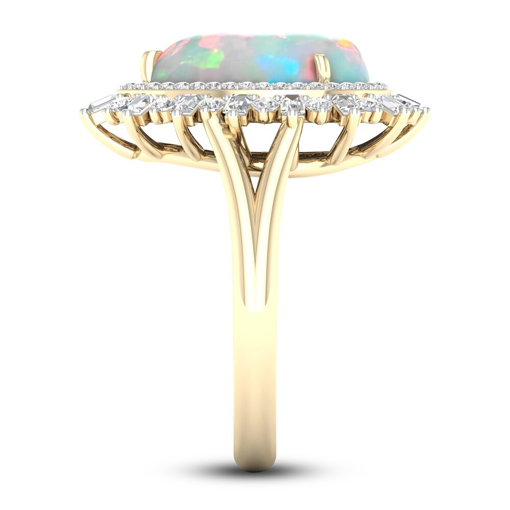 Natural Opal Ring 1/2 ct tw Diamonds 10K Yellow Gold YcUARsUE