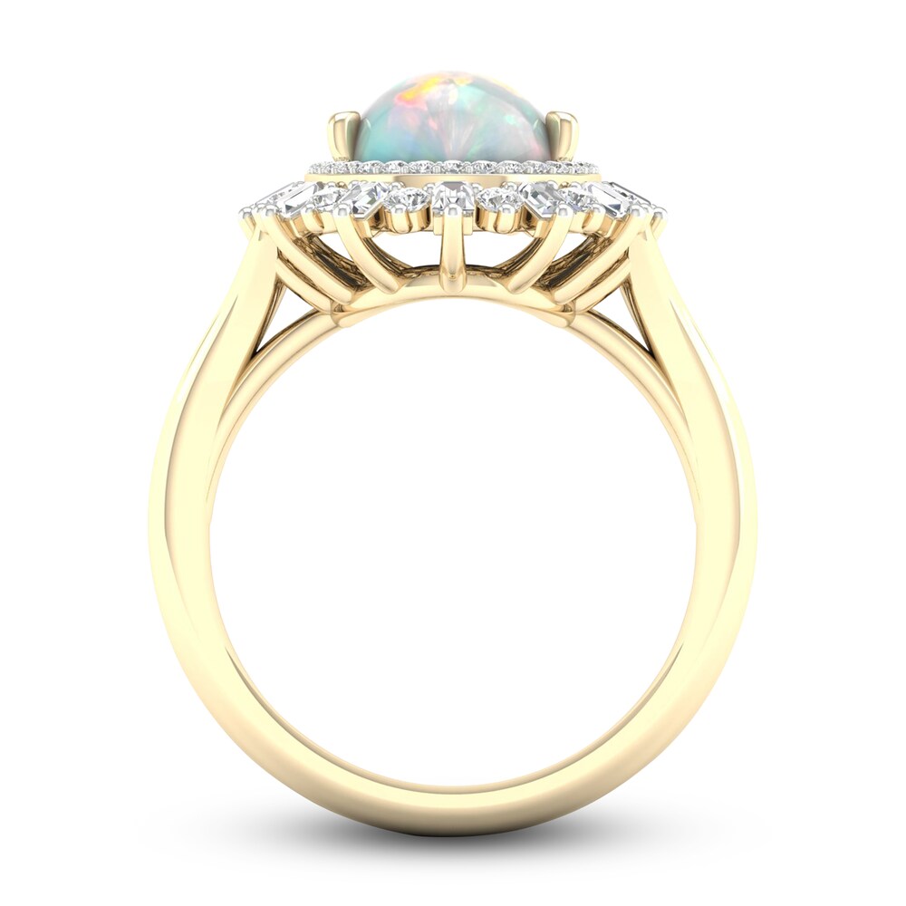 Natural Opal Ring 1/2 ct tw Diamonds 10K Yellow Gold YcUARsUE