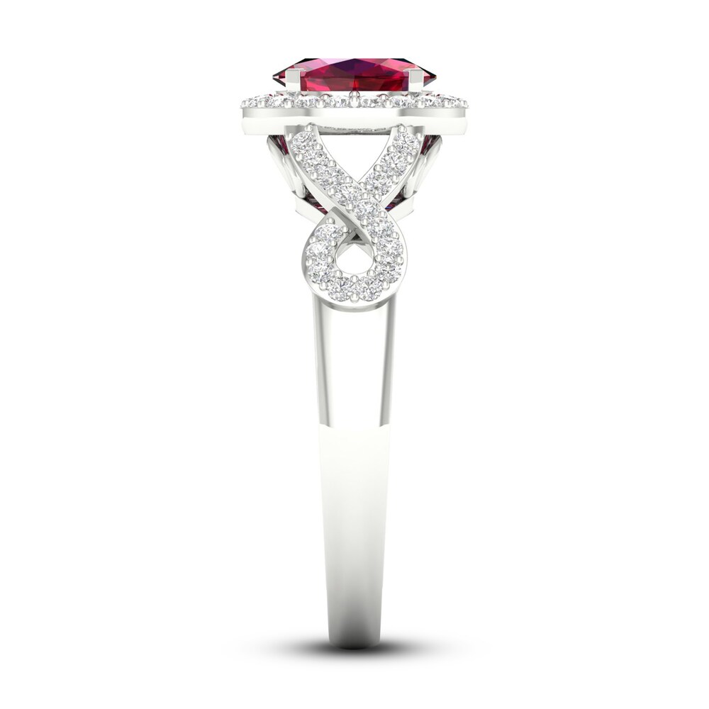 Lab-Created Ruby & Lab-Created White Sapphire Ring 10K White Gold Yp57Ly3X