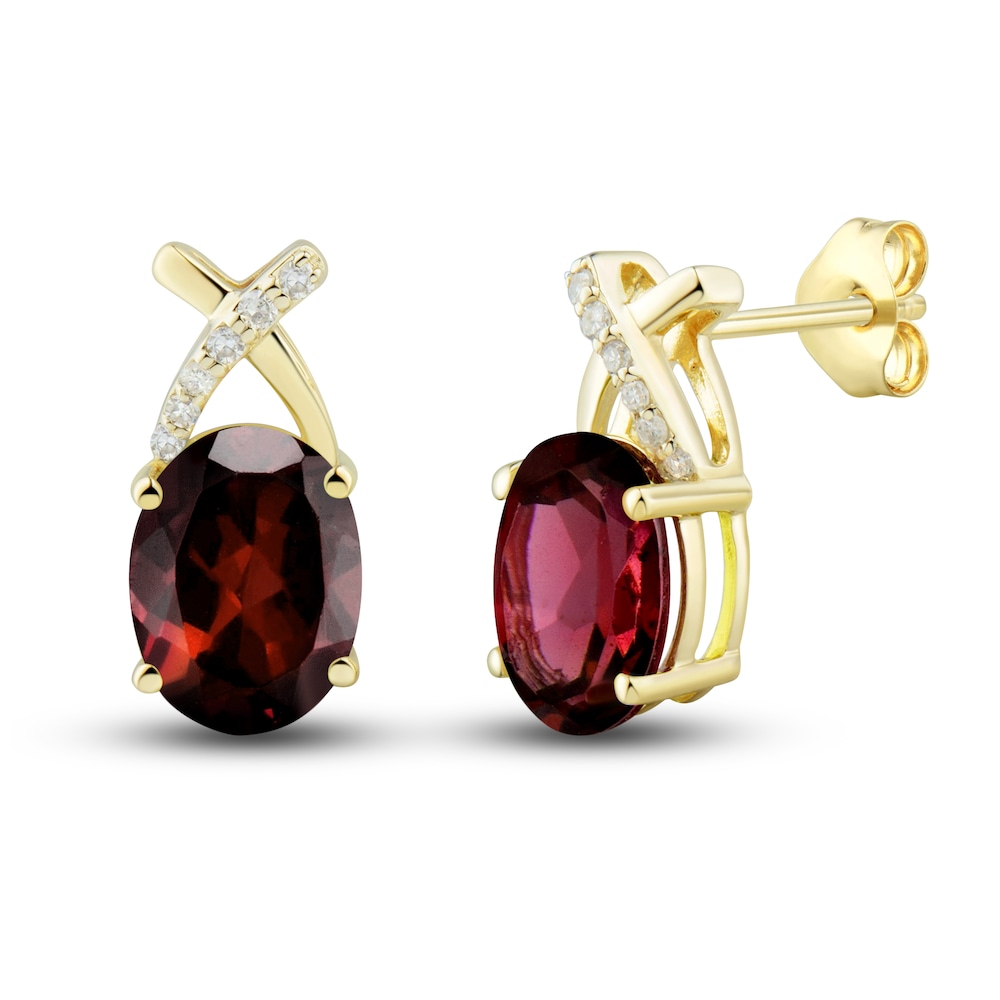 Natural Garnet Ring, Earring & Necklace Set 1/5 ct tw Diamonds 10K Yellow Gold Yq4IoRse