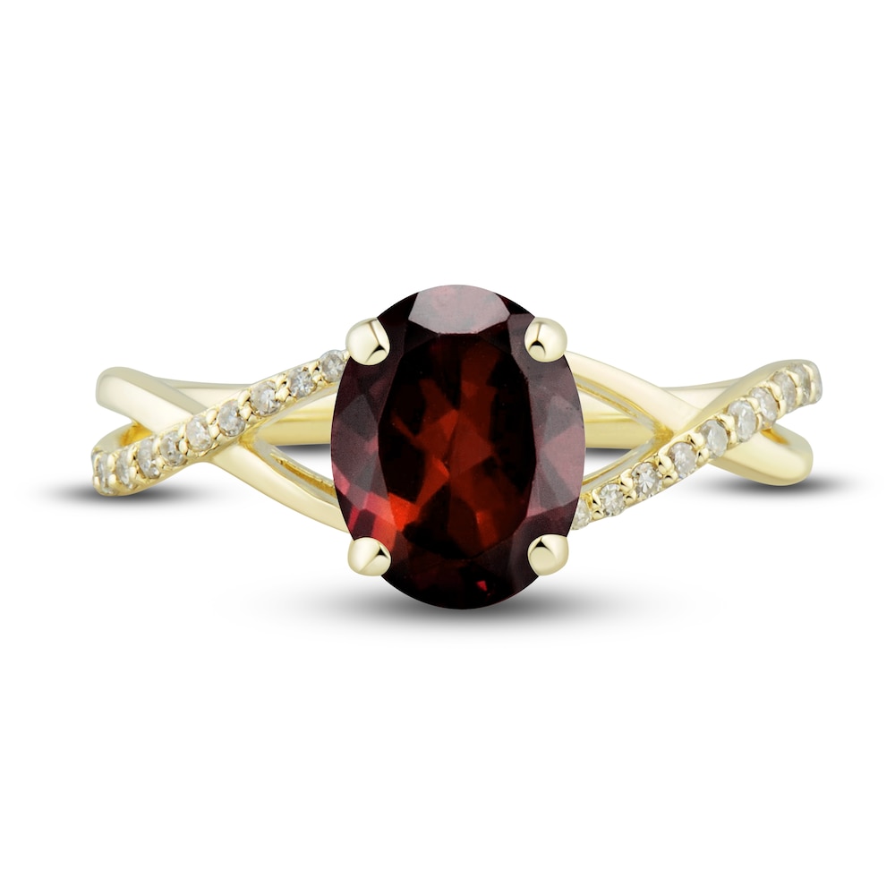 Natural Garnet Ring, Earring & Necklace Set 1/5 ct tw Diamonds 10K Yellow Gold Yq4IoRse