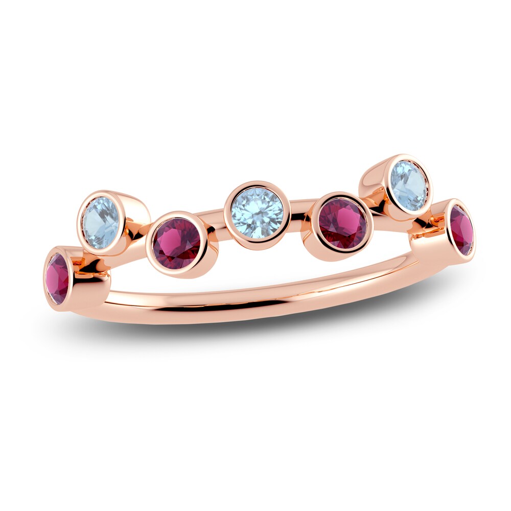 Juliette Maison Natural Rhodolite Garnet & Natural Aquamarine Ring 10K Rose Gold ZEb5XEqD [ZEb5XEqD]