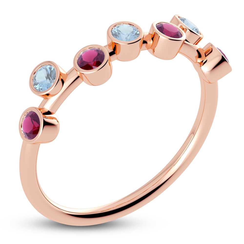 Juliette Maison Natural Rhodolite Garnet & Natural Aquamarine Ring 10K Rose Gold ZEb5XEqD