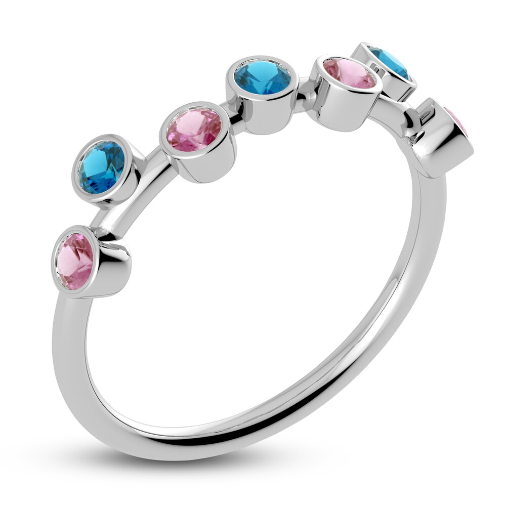 Juliette Maison Natural Pink Tourmaline & Natural Blue Zircon Ring 10K White Gold ZGUPrme5