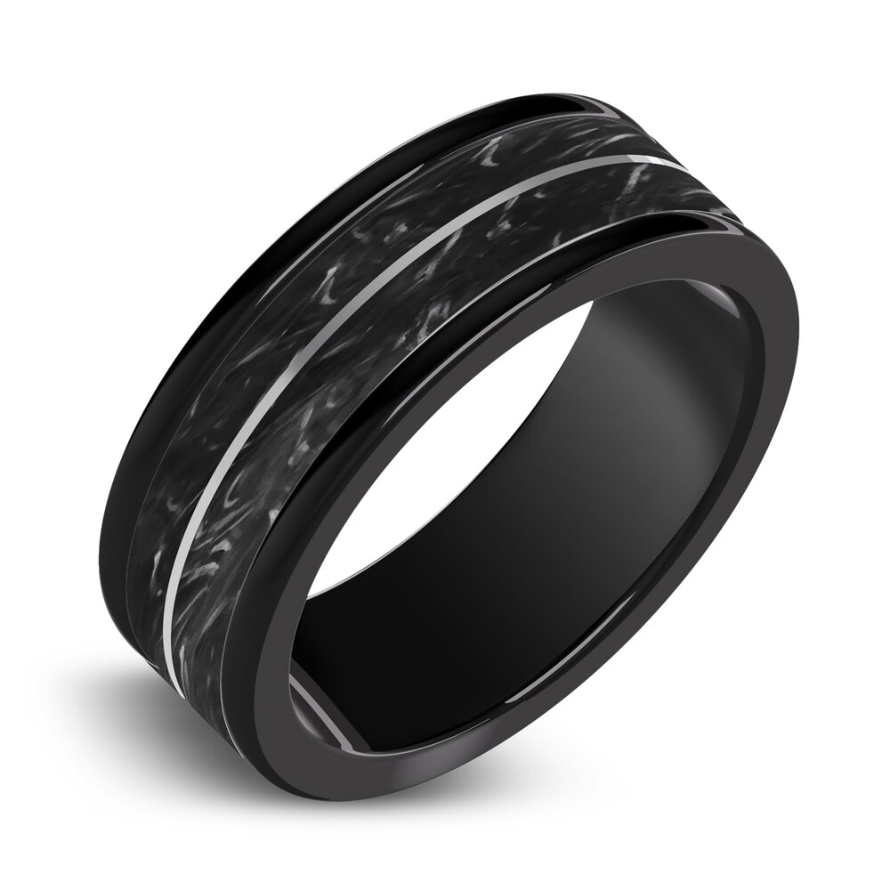 Men\'s Wedding Band Black Tungsten/Carbon Fiber/ Titanium 8.0mm ZGXMXnUd