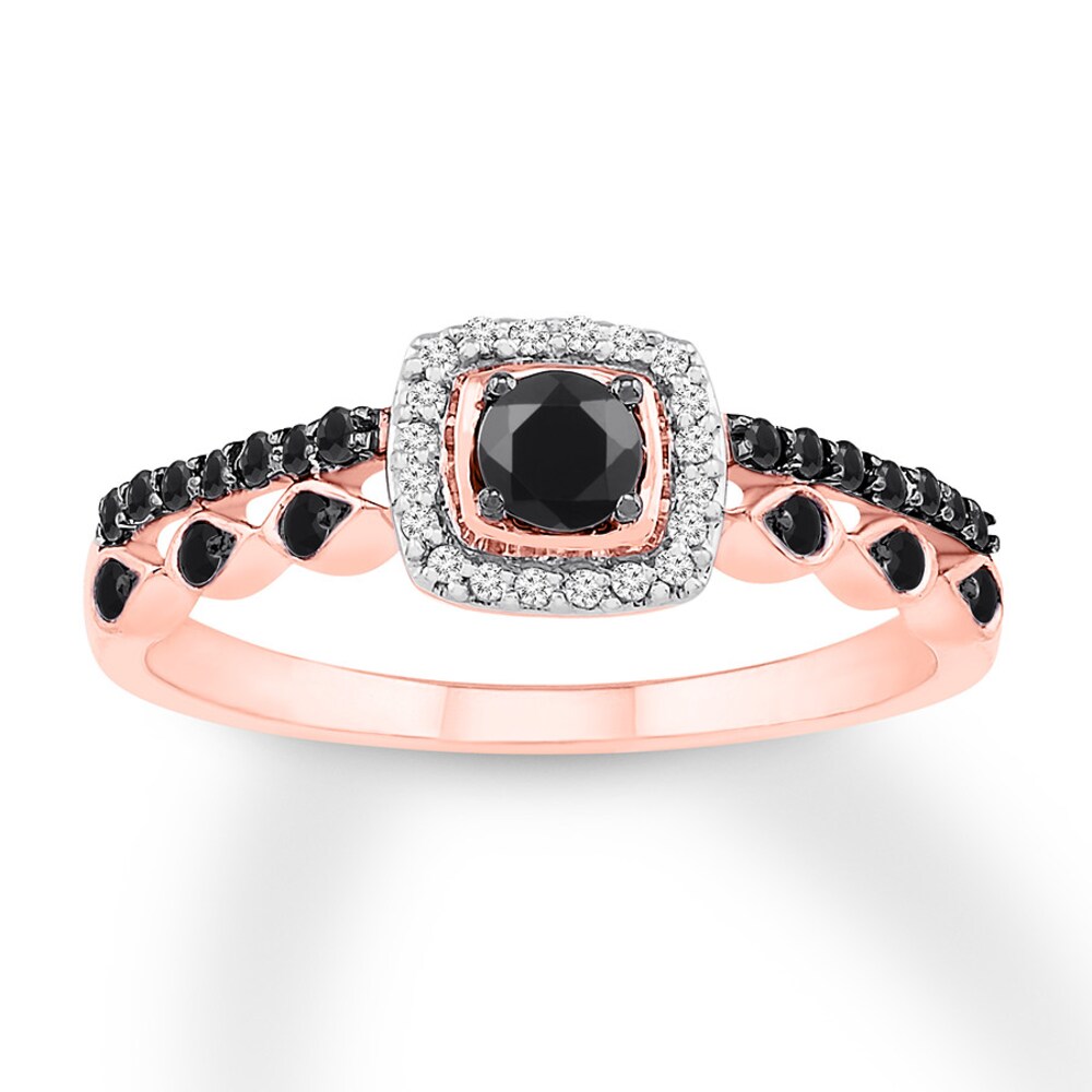 Black/White Diamond Promise Ring 3/8 ct tw 10K Rose Gold ZLUASUtD [ZLUASUtD]