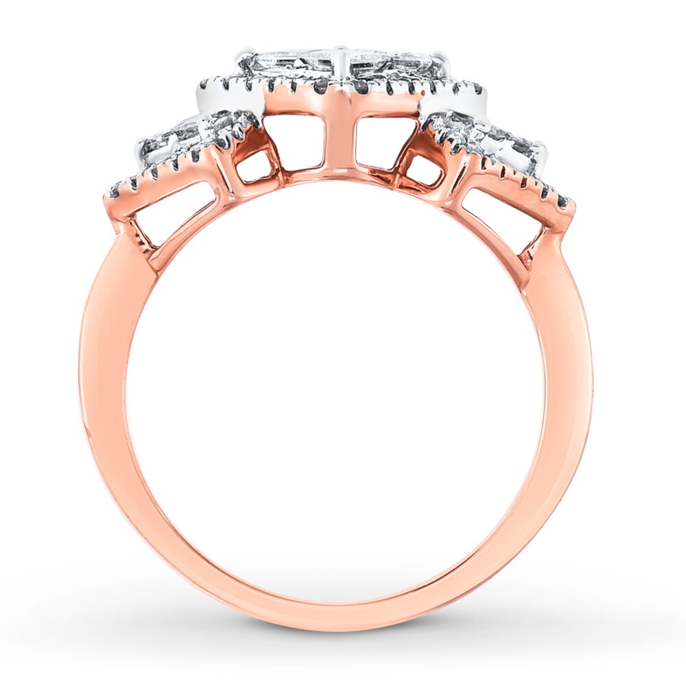 Diamond Ring 1 ct tw Princess/Round 14K Rose Gold ZNdEF06Q