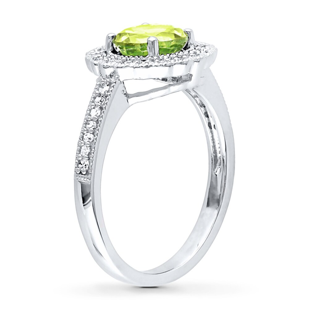 Peridot Ring 1/8 ct tw Diamonds Sterling Silver ZNgN6KWR