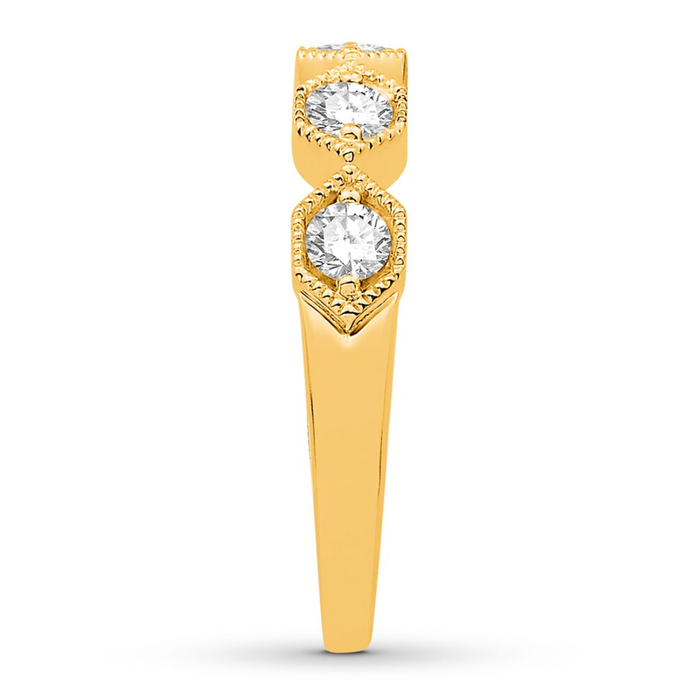 Diamond Anniversary Ring 1/2 ct tw Round-cut 10K Yellow Gold ZPpQOJic